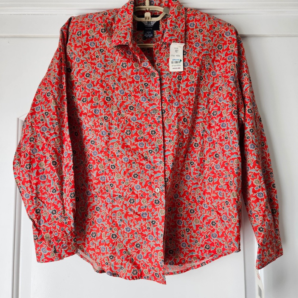 NWT Vtg Levis Dockers Button‎ Up Shirt Womens Petite Floral 90s 80s Western